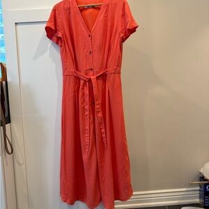 LOFT Vibrant Coral Midi Dress